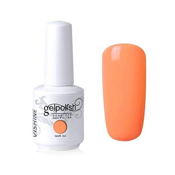Vishine Vernis à ongles Semi-permanent Soak Off UV LED Gel Polish Nail Gel Manucure Orange Clair 809 