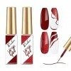 Rechoo 2pcs Vernis Semi Permanent Mat et Paillettes, Rouge Couleur Vernis Semi Permanent pour Fineliner Nail Design, 8ML*2 Ge