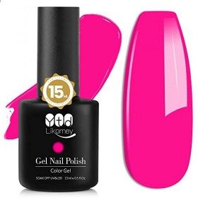 YTD Likomey Vernis Gel Semi Permanent Rose Vif,15ml Vernis à Ongle,Soak Off UV LED Vernis Gel Vernis Manucure