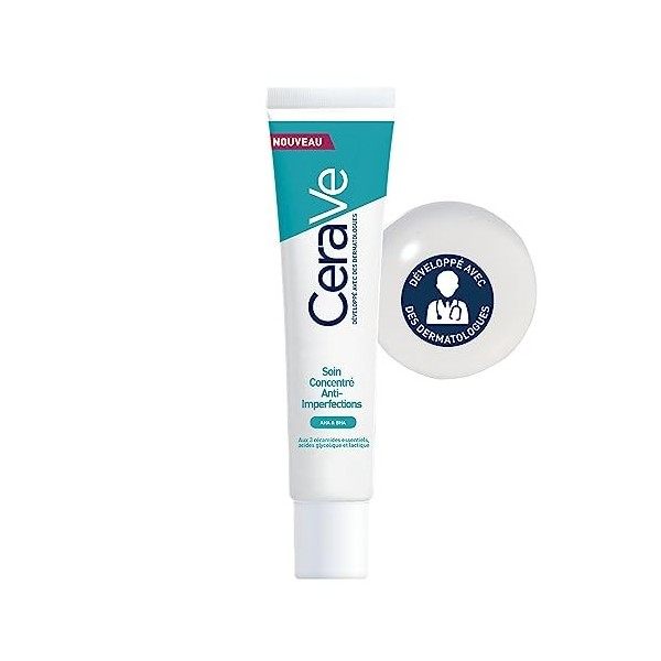 CeraVe Soin Concentré Anti Imperfections, Gel Visage Enrichi Aux AHA, À L’Acide Salicylique, Réduit Les Imperfections, Pour P...