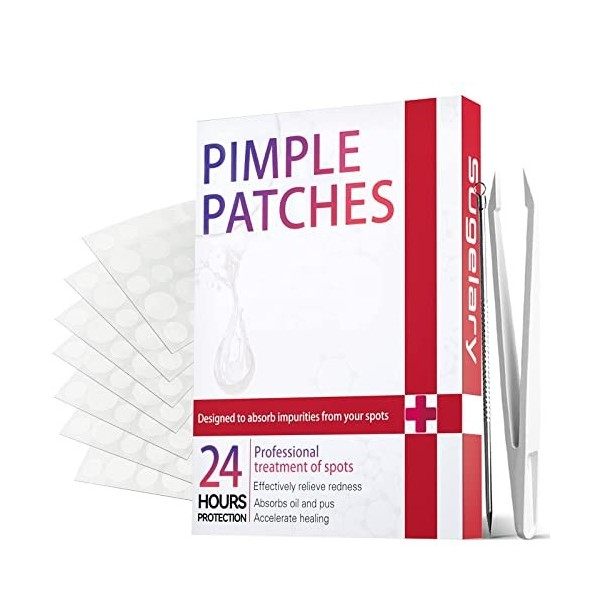 Sugelary Lot de 252 patchs dacné à boutons, utilisation de jour et de nuit, 2 en 1, hydrocolloïdes invisibles et naturels av ...