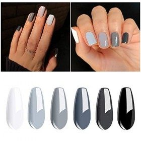 Vishine Lot de Vernis Gel Semi-Permanent 6 Couleurs Gris Vernis à Ongles Gel UV LED Soak Off Nail Art Coffret