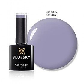 Bluesky Qxg809&nbsp;Medium Gris Vernis à ongles gel UV LED Soak Off 10&nbsp;ml Plus 2&nbsp;LuvliNail lingettes brillantes