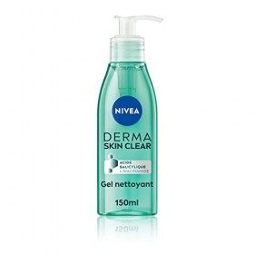 NIVEA Derma Skin Clear Gel nettoyant visage 1 x 150 ml , Soin nettoyant formulé pour les peaux à imperfections, Gel visage à ...