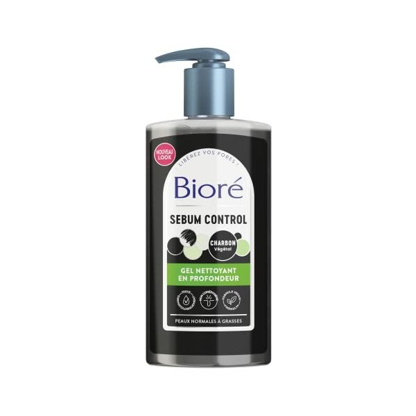 BIORÉ Gel Nettoyant en Profondeur au Charbon 200 ml Crème Jour et Nuit