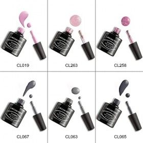 LagunaMoon™ Lot de 6 vernis à ongles gel – Rose pailleté bleu gris sarcelle audacieux kit de vernis gel haute brillance pour 