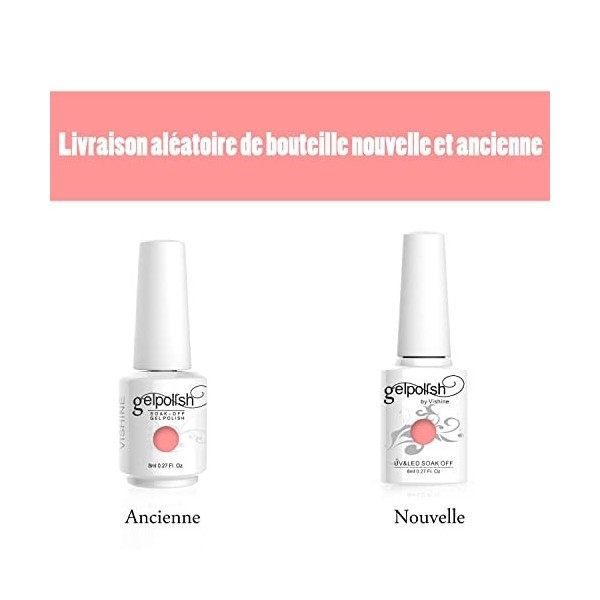 Vishine 8ml Vernis à Ongles Gel Semi Permanent UV LED aux 298 Couleurs Divers pour Nail Art Manucures Blanc 020