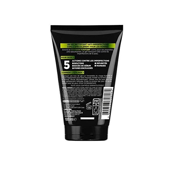LOréal Men Expert - Gel Nettoyant Multi-Purifiant Visage Homme - Anti-Impuretés & Imperfections - Usage Quotidien - Enrichi ...