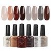 CCO Lot de 8 vernis à ongles gel Soak Off - Nude - Marron et gris - Pour la maison, la manucure, le salon de manucure