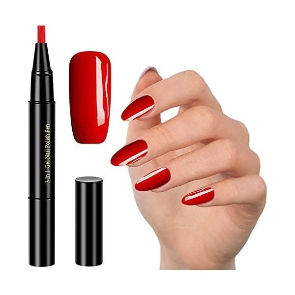 SOCHII 3 in 1 Gel Nail Polish Pen One Step Nail Gel Pen Polish Marker Brush No Need Base Top Coat Art DIY Drawing Nail Decora