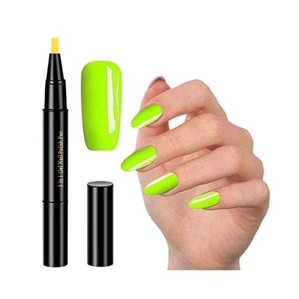 SOCHII 3 in 1 Gel Nail Polish Pen One Step Nail Gel Pen Polish Marker Brush No Need Base Top Coat Art DIY Drawing Nail Decora