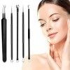 Extracteur Point Noir, [5 Pièce] Kit Extracteur Professional Pince Point Noir, Acier Inoxydable Blackhead Remover pour Retire...