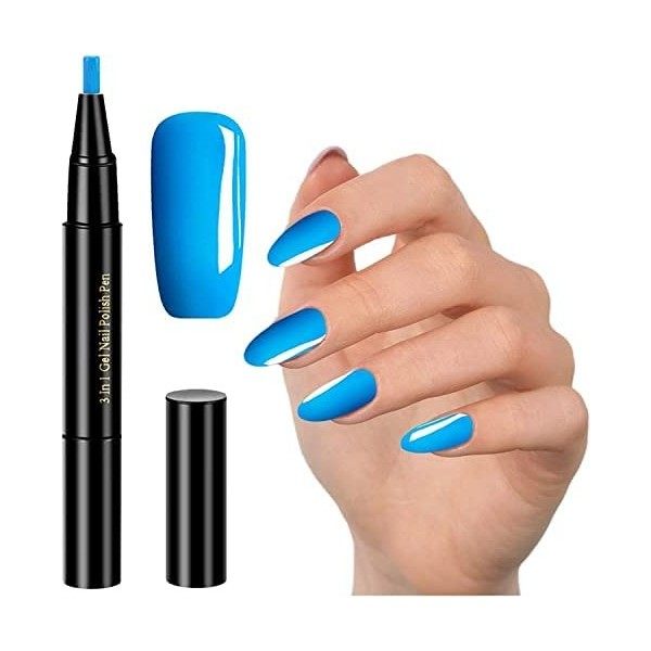 SOCHII 3 in 1 Gel Nail Polish Pen One Step Nail Gel Pen Polish Marker Brush No Need Base Top Coat Art DIY Drawing Nail Decora