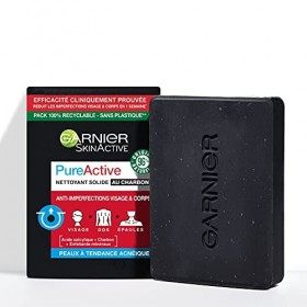 Garnier Pure Active - Nettoyant Solide - Au Charbon et à lAcide Salicylique - Anti-Imperfections - 100g Crème Jour et Nuit