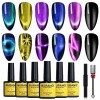 BURANO Cat Eye Gel Vernis à Ongles - Magnetic Cats Gel Polish 6 Couleurs Set Cateye Vernis à Ongles Gel avec Aimant Rose 9D E