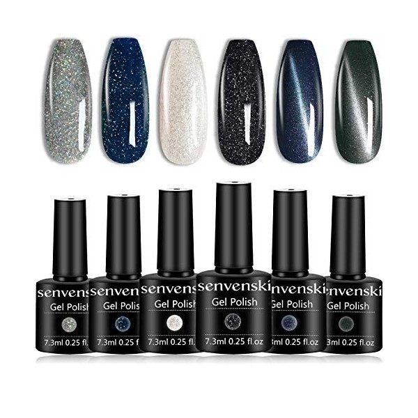 Senvenski Vernis Semi Permanent Art Gel Liner Paint Design Set Blanc Noir Or Argent Fluorescent Vernis à Ongles Couleur Shell