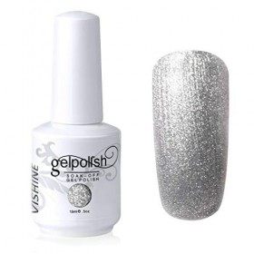 Vishine Vernis à ongles Semi-permanent GelPolish Soak-off UV LED Manucure Vernis Gels 15ml Pearl Silver 231 