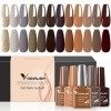 VENALISA Vernis à ongles Semi-permanent Gel Polish 12 pcs Lot de Vert Marron Violet Or Gel Couleur Ongle UV/LED Nude set de v