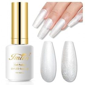 Vernis à ongles en gel perlé, imtiti 1 pcs 15 ml de couleur blanc tremper la LED Gel de longue durée de la manucure de nail a