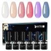 Beautilux Vernis À Ongles Base Coat 2 en 1 Gel Nail Polish Set, 6 Nude Couleurs 10 ml Gel Ensembles pour DIY Nail Art Manucur