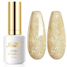 Imtiti Pailleté Vernis Semi-Permanents,15ml Vernis à Ongles Gel Champagne Pailleté LED UV Vernis à Ongles Gel DIY Nail Art Ki