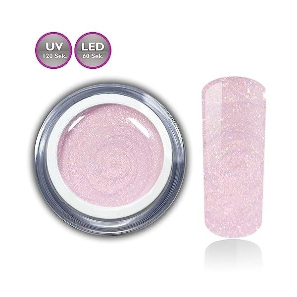 RM Beautynails Gel professionnel à paillettes colorées UV haut de gamme Nuit dété Rose 5 ml Les pigments ne coulent pas Très