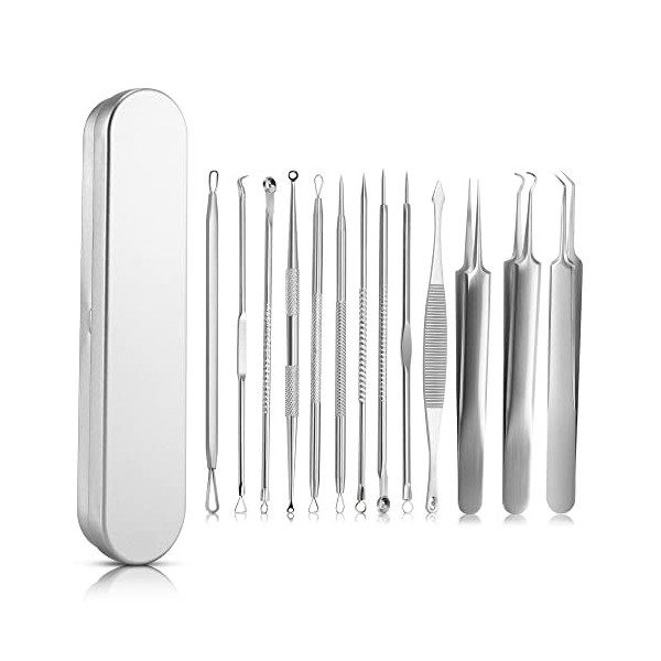 Extracteur Points Noirs 13 Pièces, Outils Professionnels pour lacné, Pince à épiler en Acier Inoxydable pour les Imperfectio ...