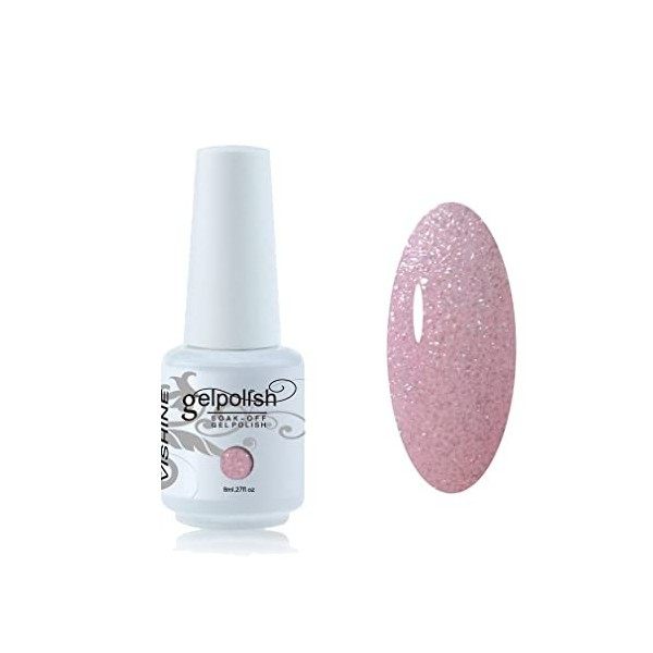 Vishine Vernis à ongles 8ml Semi-permanent Gel Polish UV LED Soak Off Manucure Rose paillettes 1326