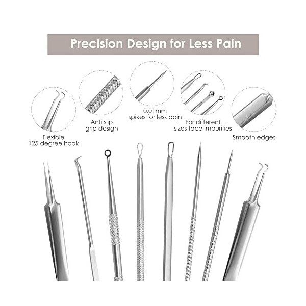 Extracteur Points Noirs 13 Pièces, Outils Professionnels pour lacné, Pince à épiler en Acier Inoxydable pour les Imperfectio ...
