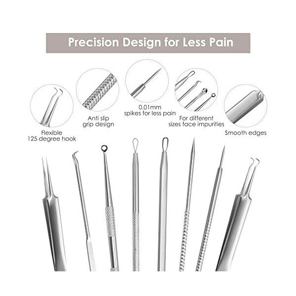 Extracteur Points Noirs 13 Pièces, Outils Professionnels pour lacné, Pince à épiler en Acier Inoxydable pour les Imperfectio