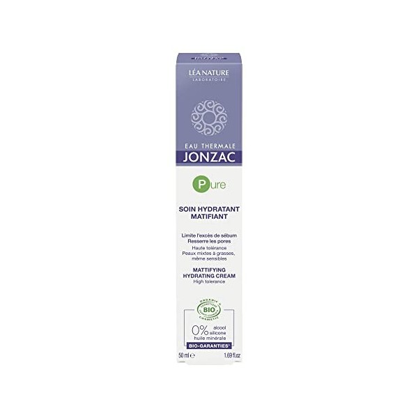 Eau Thermale Jonzac - Soin hydratant matifiant - Pure - Peaux mixtes à grasses, même sensibles - Certifié Bio Cosmos Organic ...