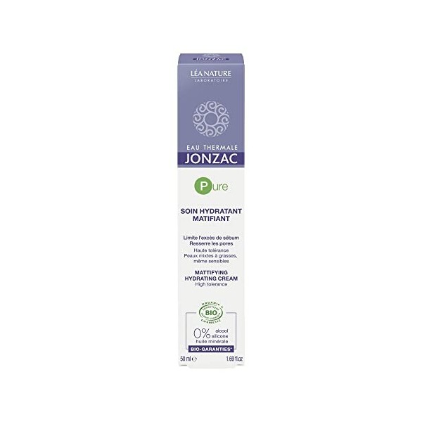 Eau Thermale Jonzac - Soin hydratant matifiant - Pure - Peaux mixtes à grasses, même sensibles - Certifié Bio Cosmos Organic 