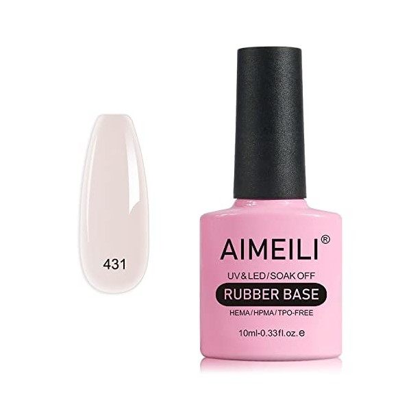 AIMEILI Vernis Semi Permanent Gel Rubber Base Coat Nude Couleur Gel Polish UV LED Renforcement et Réparation de Manucure, Col