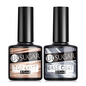 UR SUGAR 15ML Base et Top Coat Vernis Semi Permanent, No Wipe Top Coat et Base Coat Gel UV Set Pour Vernis à ongles Gel Semi-