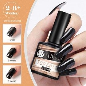 UR SUGAR 15ML Base et Top Coat Vernis Semi Permanent, No Wipe Top Coat et Base Coat Gel UV Set Pour Vernis à ongles Gel Semi-