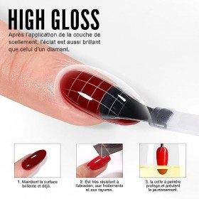 YOKEFELLOW No Wipe Top Coat Vernis Semi Permanent Vernis à Ongles Manucure Soak Off Gel UV LED Gel Nail Polish 10ML