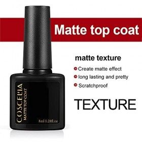COSCELIA No Wipe Matte Top Coat Mat Vernis Gel Semi-Permanent Vernis à Ongles Manucure Soak Off UV LED Gel Nail Polish 8ml