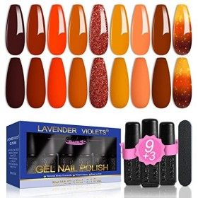 Lavender Violets 12 Pcs Gel Vernis à Ongles Semi Permanent Charmant Nu Couleurs Café Brun French Nail Art UV LED Soak Off ave