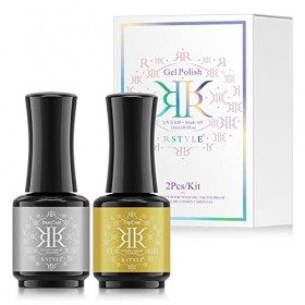 RSTYLE Base et Top Coat Vernis Semi Permanent, 15ml Base Vernis à Ongles No Wipe Top Coat UV LED Soak Off Gel Nail Polish ave