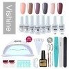 Vishine 48W Lampe LED UV Kit Complet Vernis Semi-Permanent,6 Couleurs Nu, No wipe Top Coat Base Coat,Complet Accessoires Manu