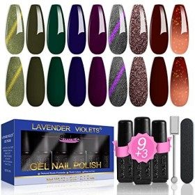 Lavender Violets 12 Pcs Gel Vernis à Ongles Semi Permanent Charmant Nu Couleurs Café Brun French Nail Art UV LED Soak Off ave