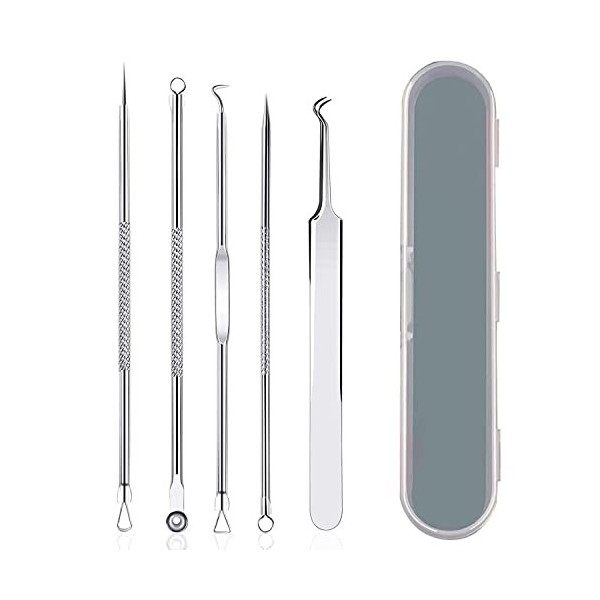 LacyMC 5 Pièces Blackhead Remover Outil,Kit Extracteur Point Noir Professional Tire Comédon Suppression dAcné Outil Manuel,P ...