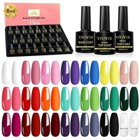 YSUVIN Vernis Gel UV Semi Permanent, 23PCS Noël Rouge Vert Pastel Rose Automne Hiver Lot Vernis à Ongles Manucure Kit Soak Of