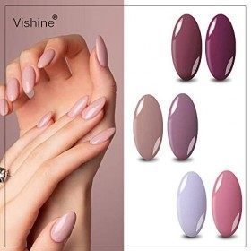 Vishine 48W Lampe LED UV Kit Complet Vernis Semi-Permanent,6 Couleurs le plus demandé, No wipe Top Coat Base Coat,Complet Acc