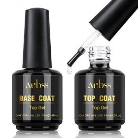 AUBSS Base Coat et Top Coat Vernis Semi permanent Gel No Wipe Soak Off UV/LED pour Ongles Manucure Kit Gel Vernis Couche de B