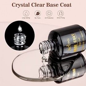 AUBSS Base Coat et Top Coat Vernis Semi permanent Gel No Wipe Soak Off UV/LED pour Ongles Manucure Kit Gel Vernis Couche de B