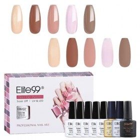 Elite99 Lot de 8 vernis à ongles gel UV LED avec base coat Top Coat No Wipe Matte Top Coat 005