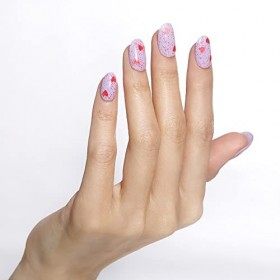 Bluesky Vernis à ongles gel Queen of Hearts No Wipe Top Coat, transparent avec des morceaux de cœur rouges, durable, résistan