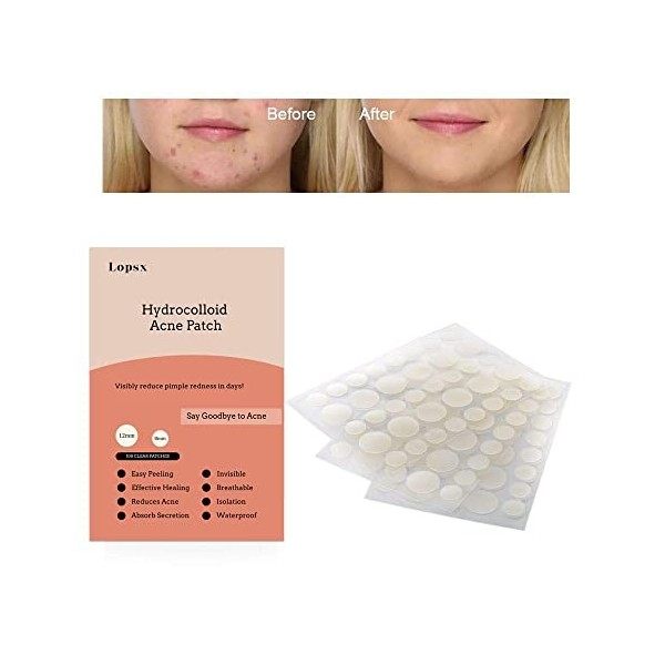 Patch Bouton Lopsx Patch Acne Autocollants pour pimple patchs Hydrocolloïdes Couverture Invisible pour Imperfections Sans Cru...