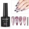 MIZHSE Gel yeux de chat Vernis à Ongles UV Gel Cat Eye Paillettes Oeil de Chat Polissage Set Gel Rose Paillettes Gel avec 1 a